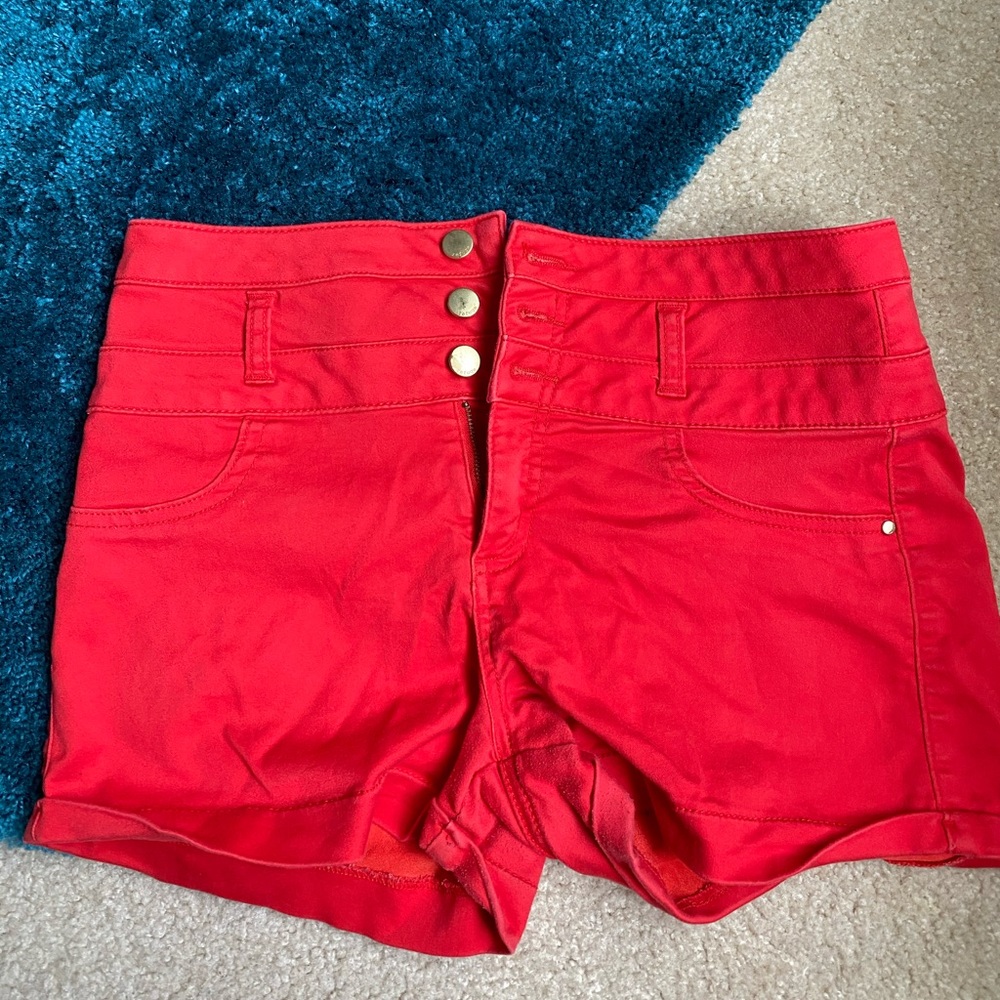 Red High Waisted Refuge Shorts